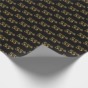 Papier Cadeau Black, Faux Gold 55e (Cinquante-cinquième)