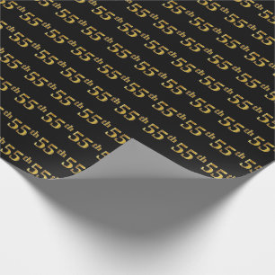 Papier Cadeau Black, Faux Gold 55e (Cinquante-cinquième)