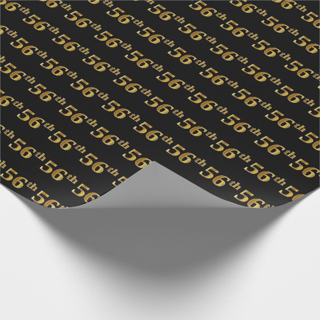 Papier Cadeau Black, Faux Gold 56e (Cinquante-sixième) (Coin)