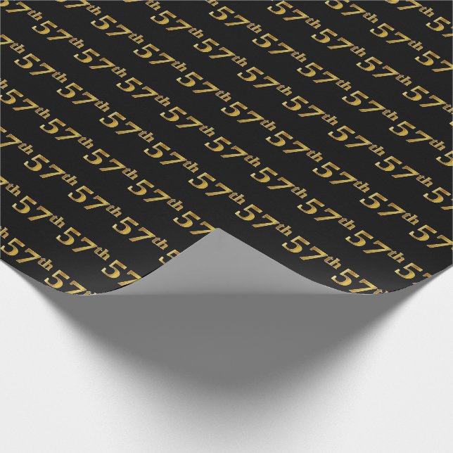 Papier Cadeau Black, Faux Gold 57e (Cinquante-septième) (Coin)
