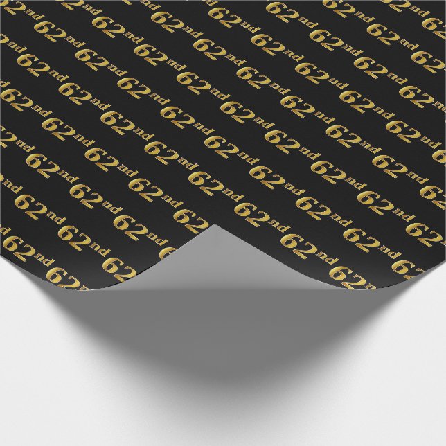 Papier Cadeau Black, Faux Gold 62e (Soixante-deuxième) (Coin)
