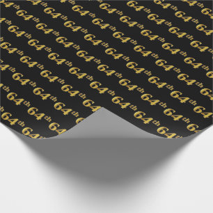 Papier Cadeau Black, Faux Gold 64e (Soixante-quatrième)