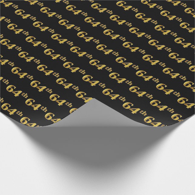 Papier Cadeau Black, Faux Gold 64e (Soixante-quatrième) (Coin)
