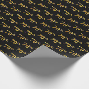 Papier Cadeau Black, Faux Gold 70th (Seveneth)