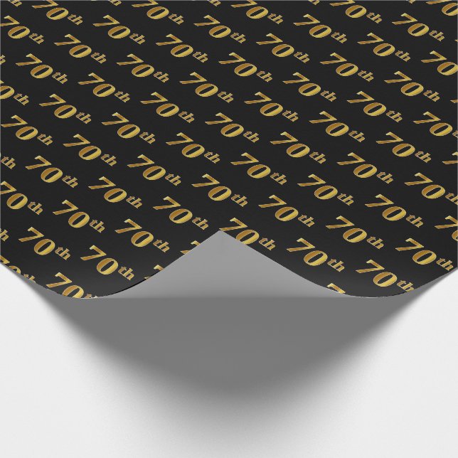 Papier Cadeau Black, Faux Gold 70th (Seveneth) (Coin)