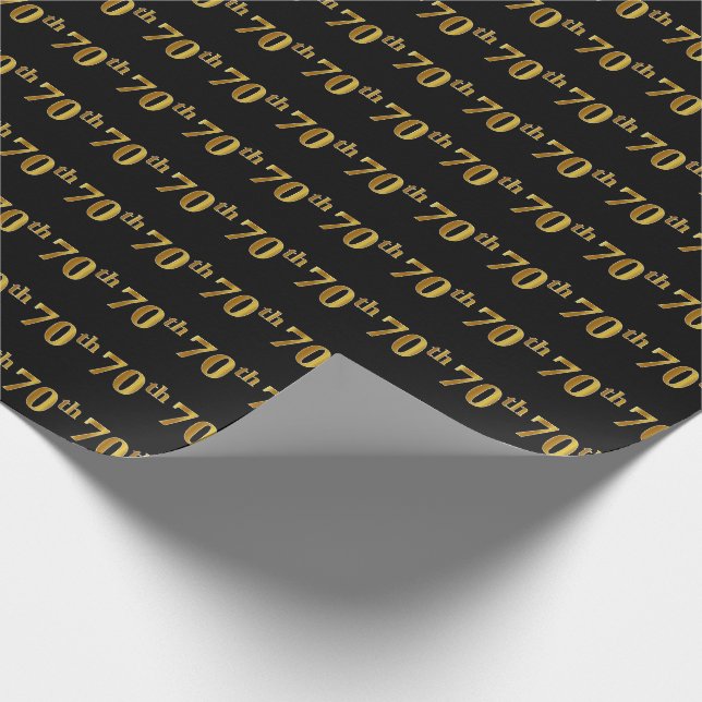 Papier Cadeau Black, Faux Gold 70th (Seveneth) (Coin)