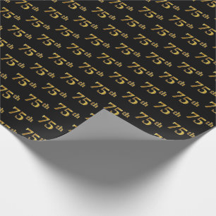 Papier Cadeau Black, Faux Gold 75e (Soixante-quinzième)