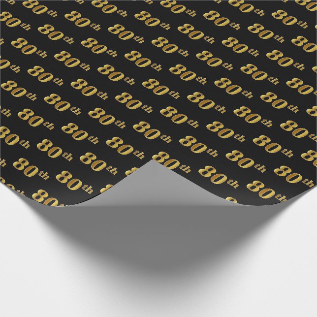 Papier Cadeau Black, Faux Gold 80e (Huitième) (Coin)