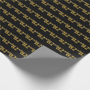 Papier Cadeau Black, Faux Gold 82e (Quatre-vingt-deuxième)