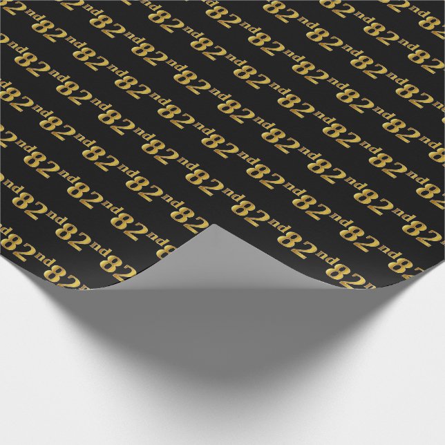 Papier Cadeau Black, Faux Gold 82e (Quatre-vingt-deuxième) (Coin)