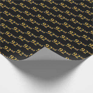 Papier Cadeau Black, Faux Gold 92e (Quatre-vingt-dix-deuxième)