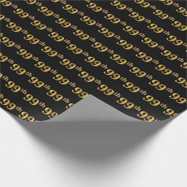 Papier Cadeau Black, Faux Gold 99e (Quatre-vingt-dix-neuvième) (Coin)
