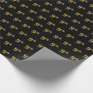 Papier Cadeau Black, Faux Gold 9e (Neuvième)