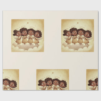 Papier Cadeau Black Girl Angel Christmas Choir Wrapping Paper 1