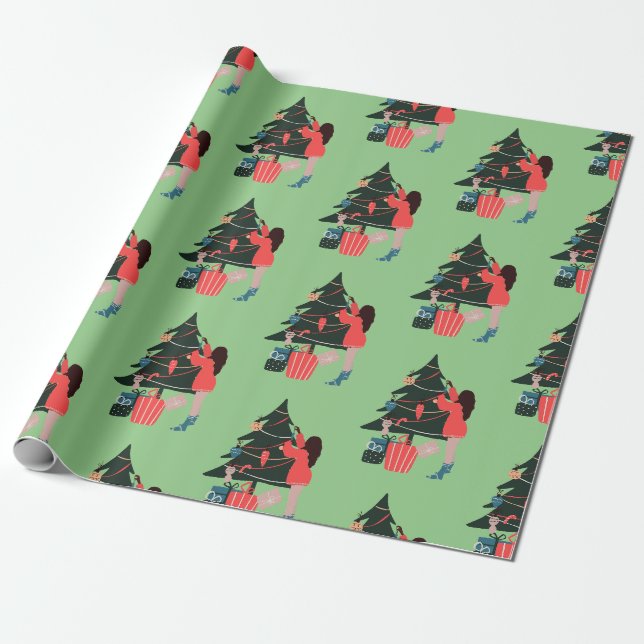 Papier Cadeau Black Girl Christmas Magic (Déroulé)