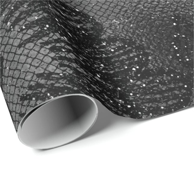 Papier Cadeau Black Glam Floral Dentelle métallique Mulin Rouge (Coin rond)