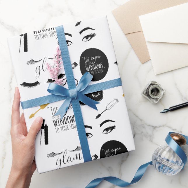 Papier Cadeau Black Gold Eyelashes Glam Birthday (Cadeaux)