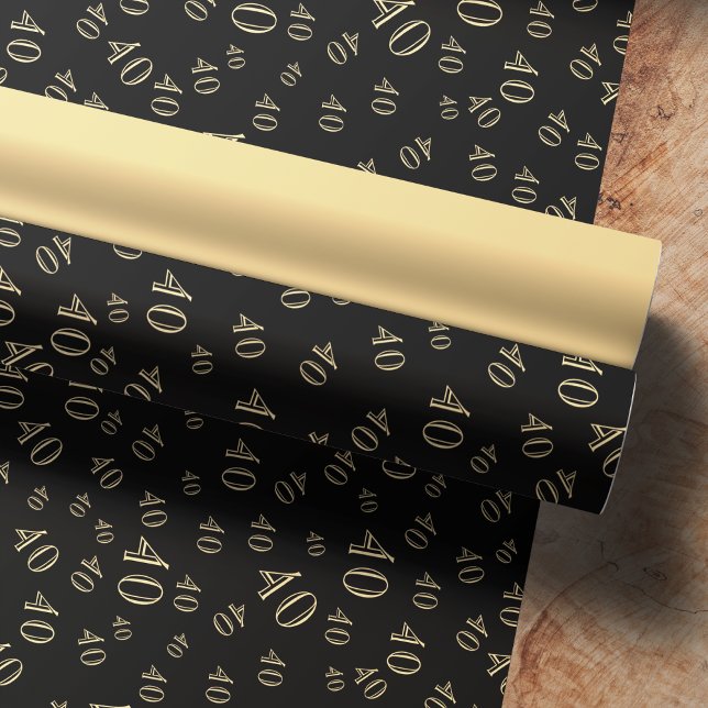 Papier Cadeau Black Gold Numéro Collage 40e anniversaire (Créateur téléchargé)