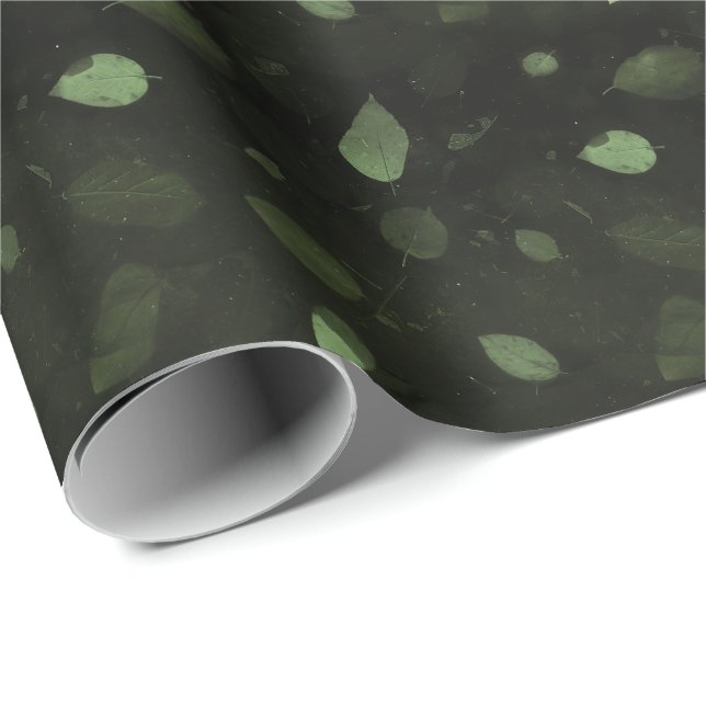 Papier Cadeau Black Green Mulberry Motif Élégant (Coin rond)