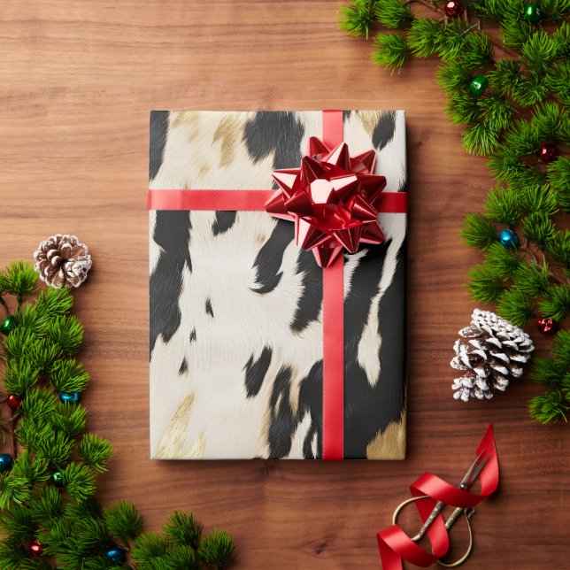 Papier Cadeau Black Ivory Gold Western Cowhide (Cadeau de vacances)