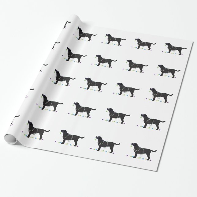 Papier Cadeau Black Lab Joyeux Noël Design (Déroulé)
