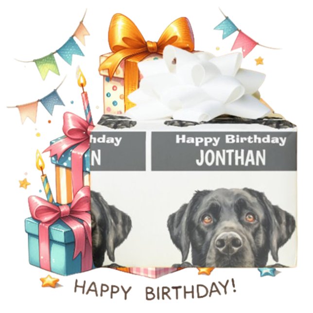 Papier Cadeau Black Labrador heureux anniversaire mignon (It’s simply perfect for any dog lover!)