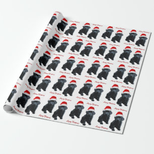 Papier Cadeau Black Labrador Joyeux Noël Chien Père Noël