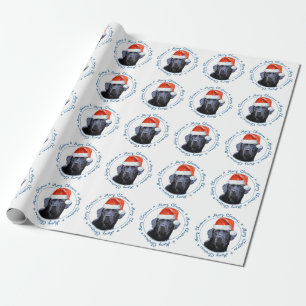 Papier Cadeau Black Labrador Joyeux Noël mignon Chien Père Noël