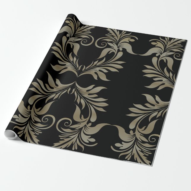 Papier Cadeau Black or Damask (Déroulé)