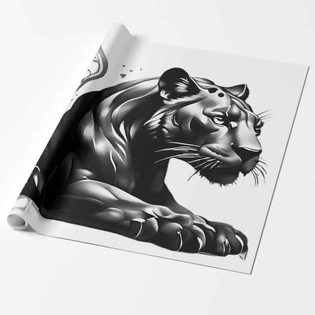 Papier cadeau Black Pantha design sauvage (Déroulé)
