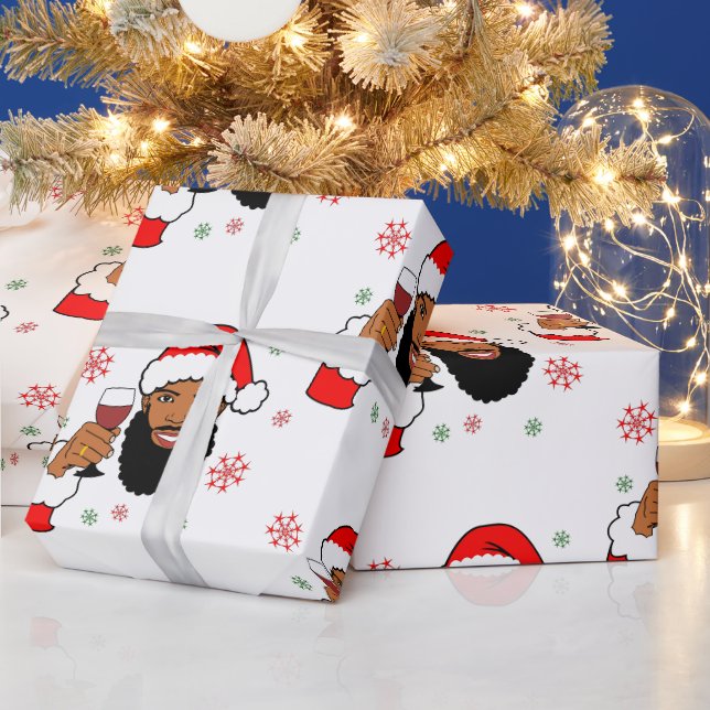 Papier Cadeau Black Père Noël, African American Père Noël, Black (Vacances)