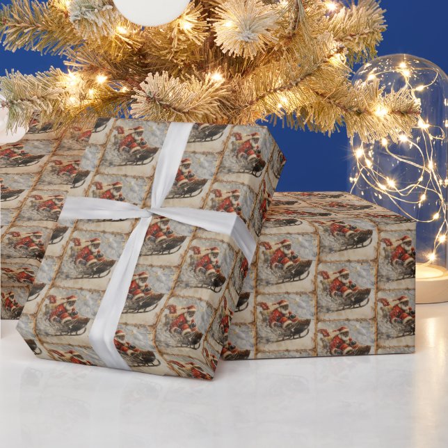 Papier Cadeau Black Père Noël Midnight Sleigh Ride (Vacances)
