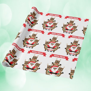 Papier Cadeau Black Père Noël Squad Christmas Reindeer Drôle