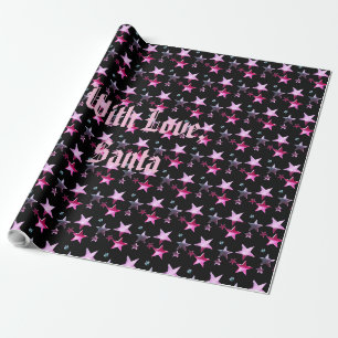 Papier Cadeau Black Pink Purple Christmas Stars Motif Ajouter un