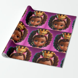 Papier Cadeau Black Princess, Black Girl Baby Girl ,Royalty