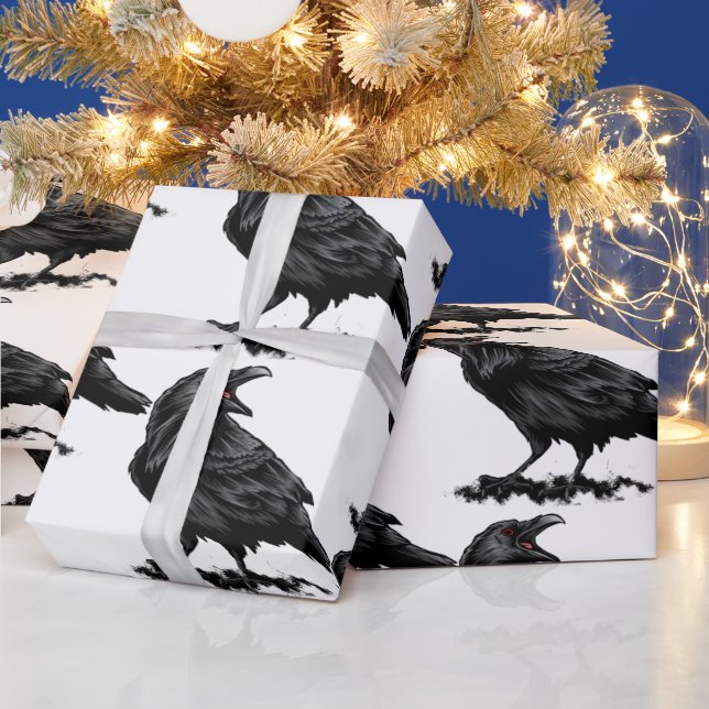 Papier Cadeau Black Raven Bird Wildlife Art (Vacances)
