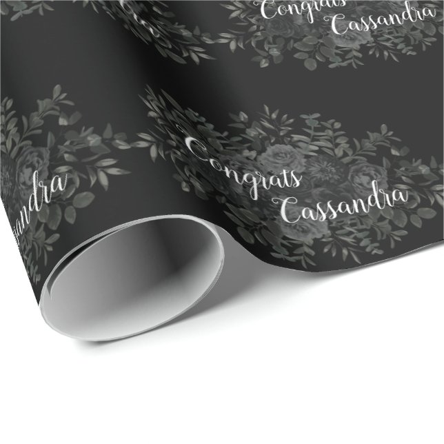 Papier Cadeau Black Rose Dark Gothic Graduation Party (Coin rond)