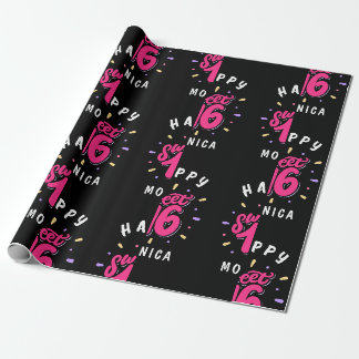 Papier Cadeau Black Rose Sweet 16 Anniversaire personnalisé