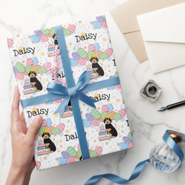 Papier Cadeau Black Tan Aussiedoodle Chien fête d'anniversaire (Cadeaux)