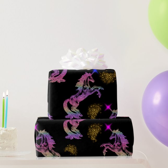 Papier Cadeau Black Unicorn Magie (Créateur téléchargé)