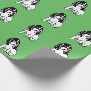 Papier Cadeau Black White Cocker Spaniels Green Wrapping Paper