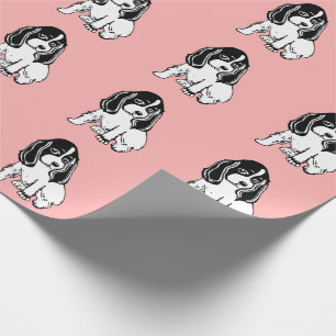 Papier Cadeau Black White Cocker Spaniels Pink Wrapping Paper
