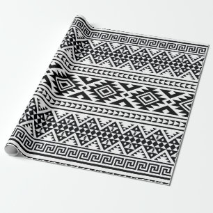 Papier Cadeau Black White Geometric Tribal Pattern