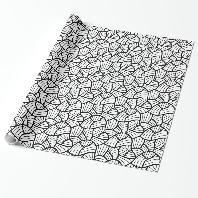 Papier Cadeau Black & White Moderne Abstrait  Motif (Déroulé)