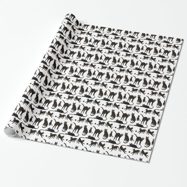 Papier Cadeau Blackie le papier d'emballage de chat noir (Déroulé)