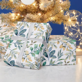 Papier Cadeau Blanc avec papier d'enveloppement d'aquarelle