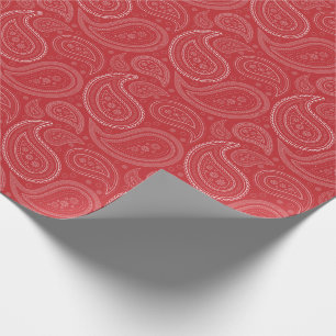 Papier Cadeau Blanc de Paisley sur le papier d'emballage rouge