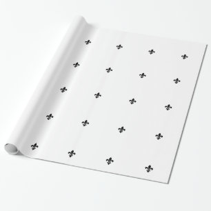 Papier Cadeau Blanc et papier d'emballage de Black Fleur De Lis