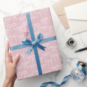 Papier Cadeau Blanc et rose pâle Motif de vaches simples