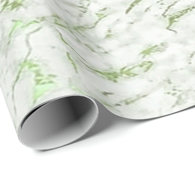 Papier Cadeau Blanc Mint Green Carrara Marbre Pierre VIP Luxe (Coin rond)